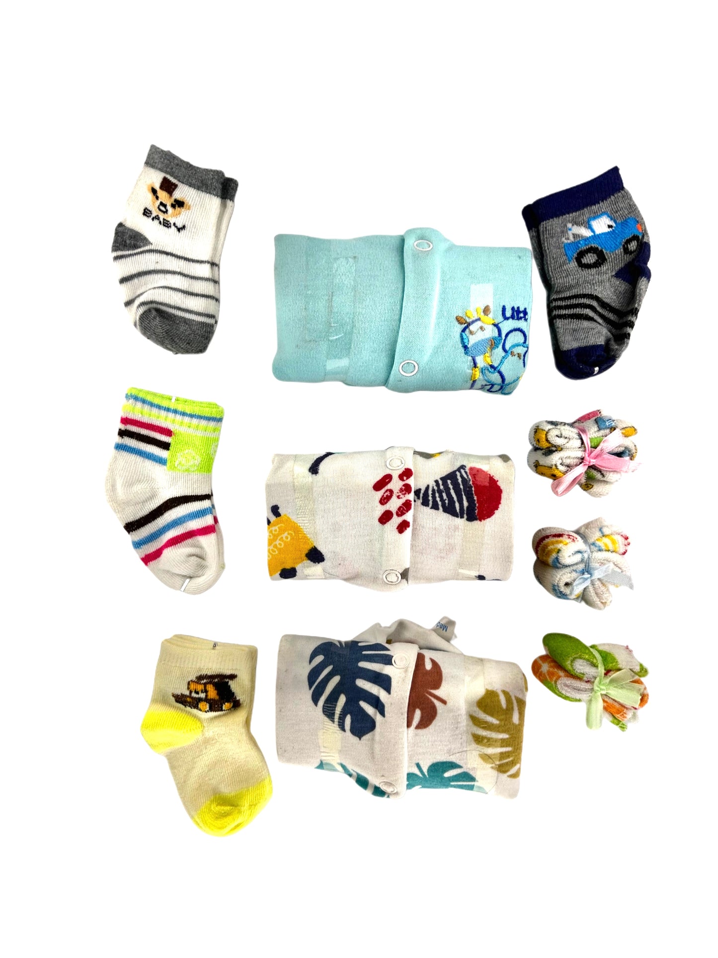 Baby Swaddle, Socks, Handkerchief 9pcs Set