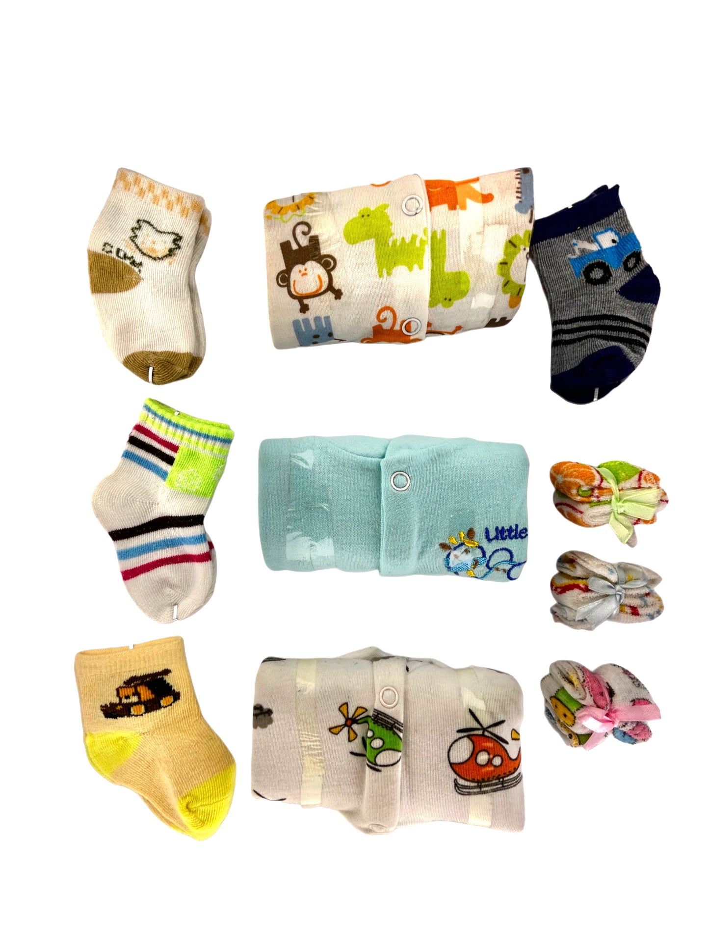 Baby Swaddle, Socks, Handkerchief 9pcs Set